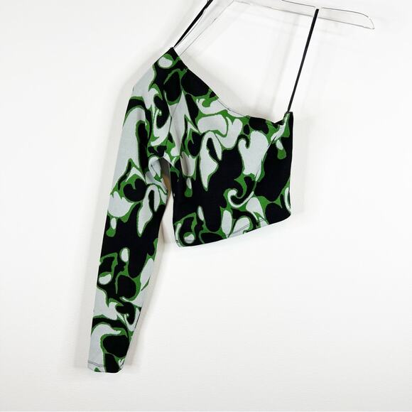 NWT ZARA One Shoulder O-Ring Detail Crop Top S - Picture 3 of 7